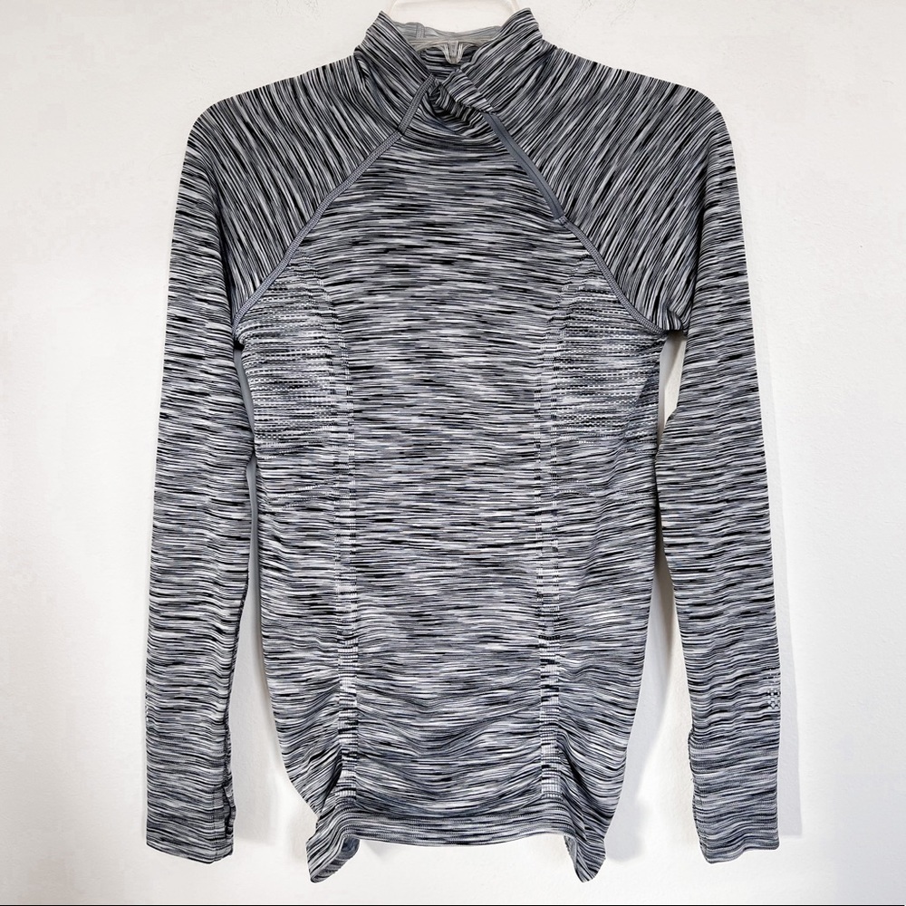 Athleta Grey Funnel Neck Fastest Track Athletic Workout Pullover Top Size XS